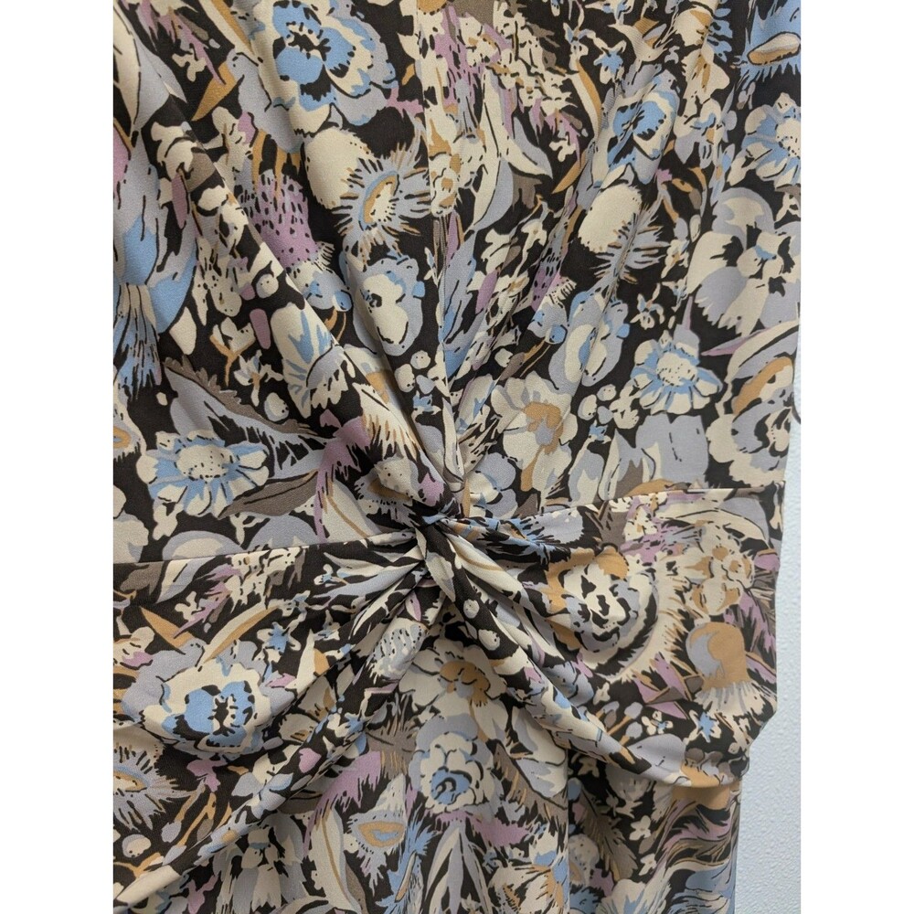 NWOT Ralph Lauren 10 Floral Twist Front Brown Beige Floral Jersey Dress Career - Picture 4 of 7